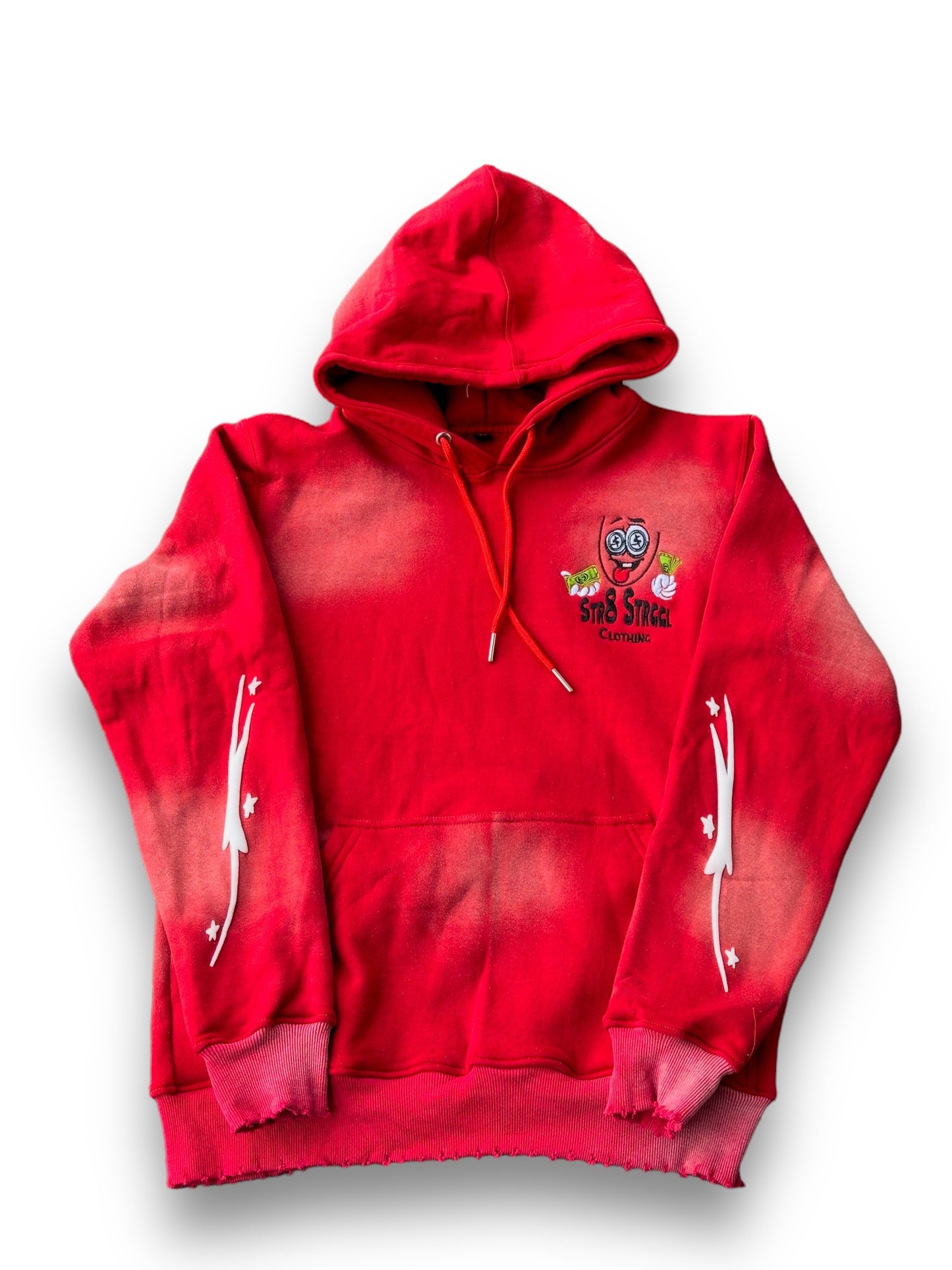 Red "Strggl Builds Success" hoodie