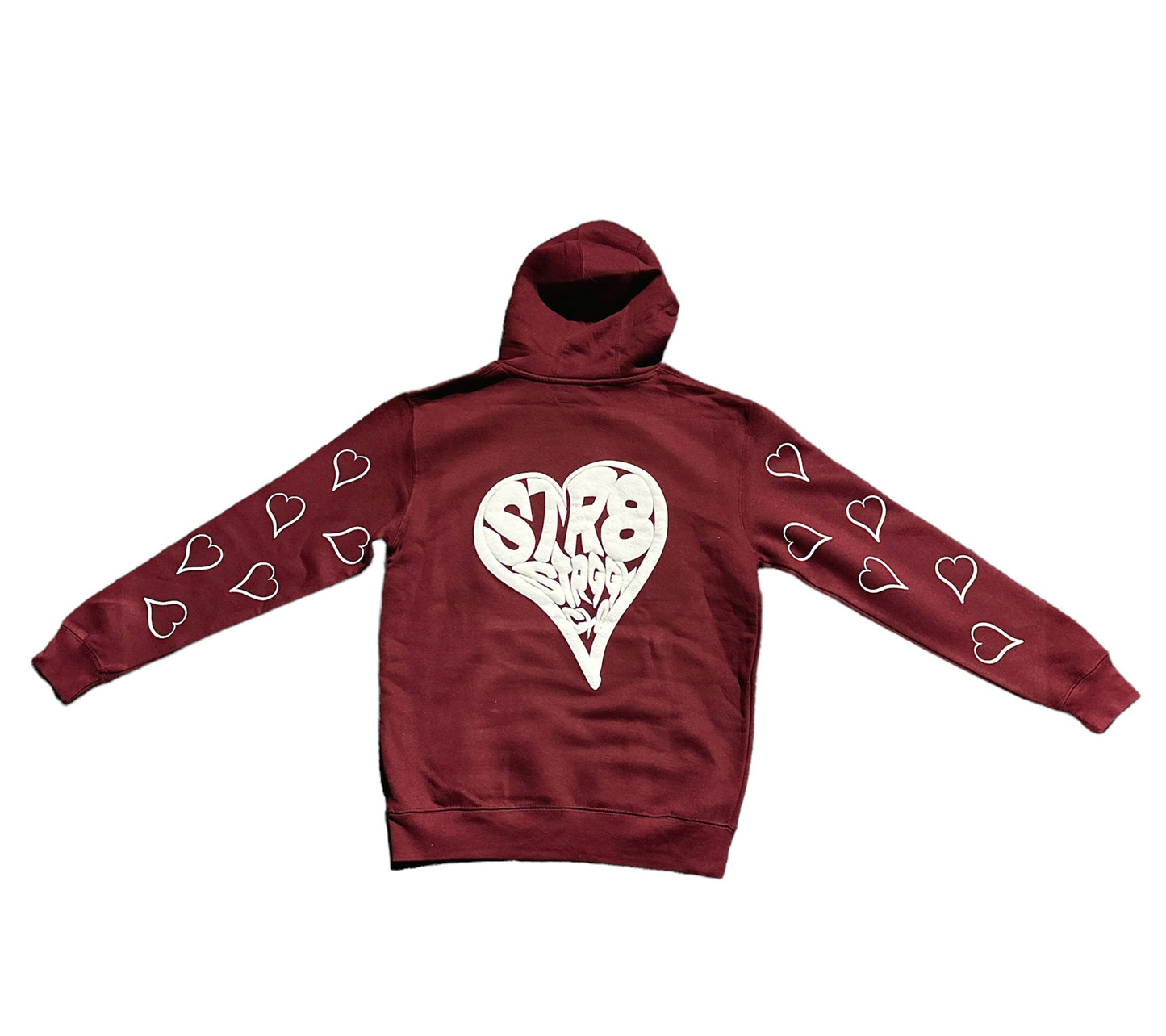 Burgundy "Hella Hearts" Hoodie